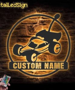 Custom Radio Control Car Metal Wall Art Led Light