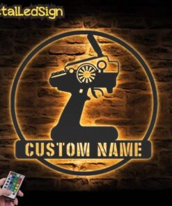 Custom Radio Control Car Metal Wall Art Led Light