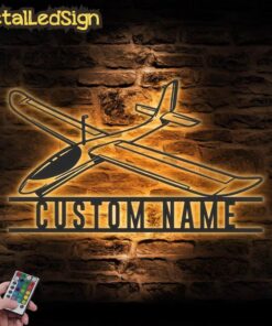 Custom Radio Controlled Airplane Metal Wall Art Led Light