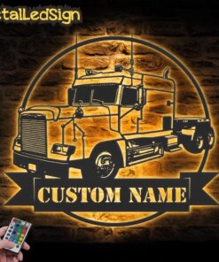 Custom Semi Truck Driver Metal Wall Art Led Light