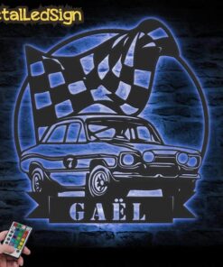 Alternative view of Custom Sport Car Garage Metal Wall Art Led Light