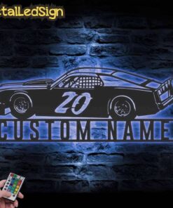 Alternative view of Custom Sport Car Garage Metal Wall Art Led Light