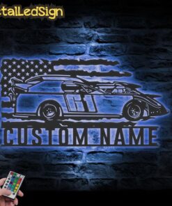 Alternative view of Custom Sport Car Garage Metal Wall Art Led Light