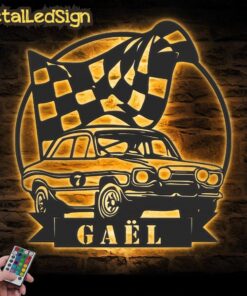 Custom Sport Car Garage Metal Wall Art Led Light