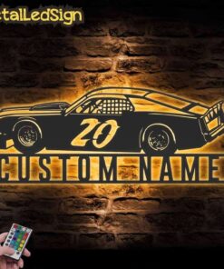 Custom Sport Car Garage Metal Wall Art Led Light