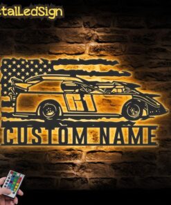 Custom Sport Car Garage Metal Wall Art Led Light