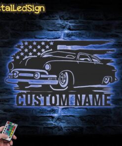 Alternative view of Custom Us Garage Metal Wall Art Led Light