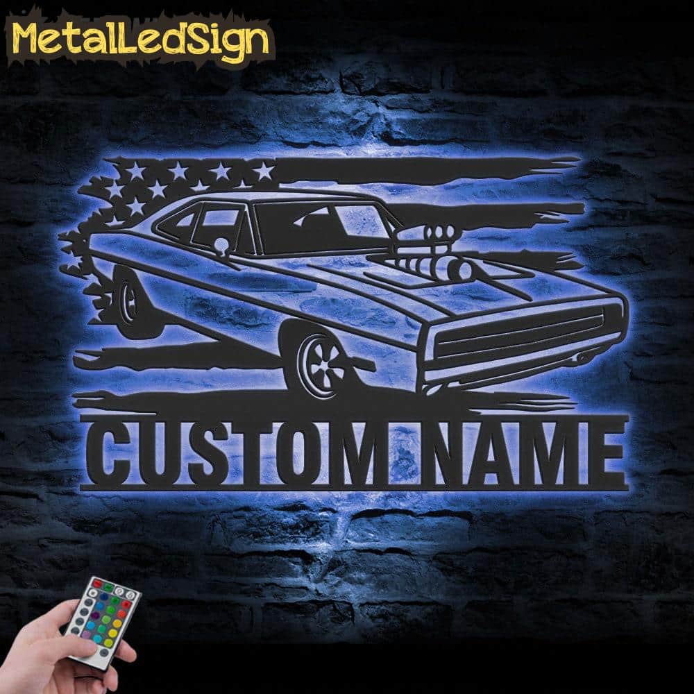 Custom Us Garage Metal Wall Art Led Light - Image 2