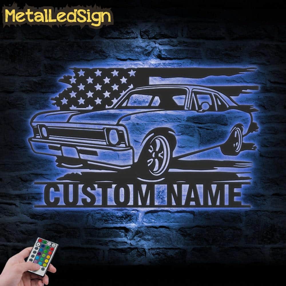 Custom Us Garage Metal Wall Art Led Light - Image 2