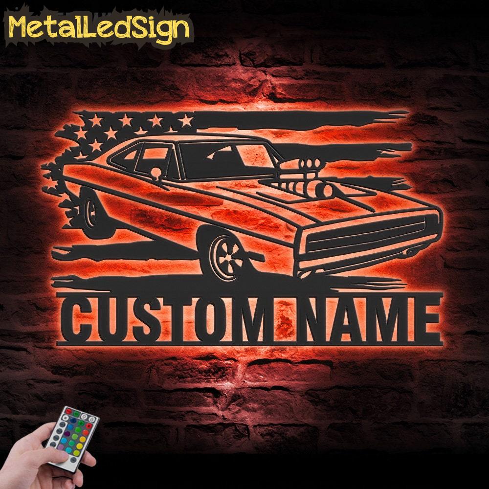 Custom Us Garage Metal Wall Art Led Light - Image 3