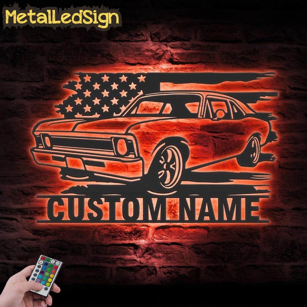 Custom Us Garage Metal Wall Art Led Light - Image 3