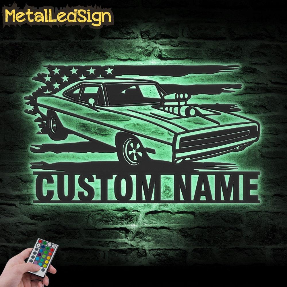 Custom Us Garage Metal Wall Art Led Light - Image 4