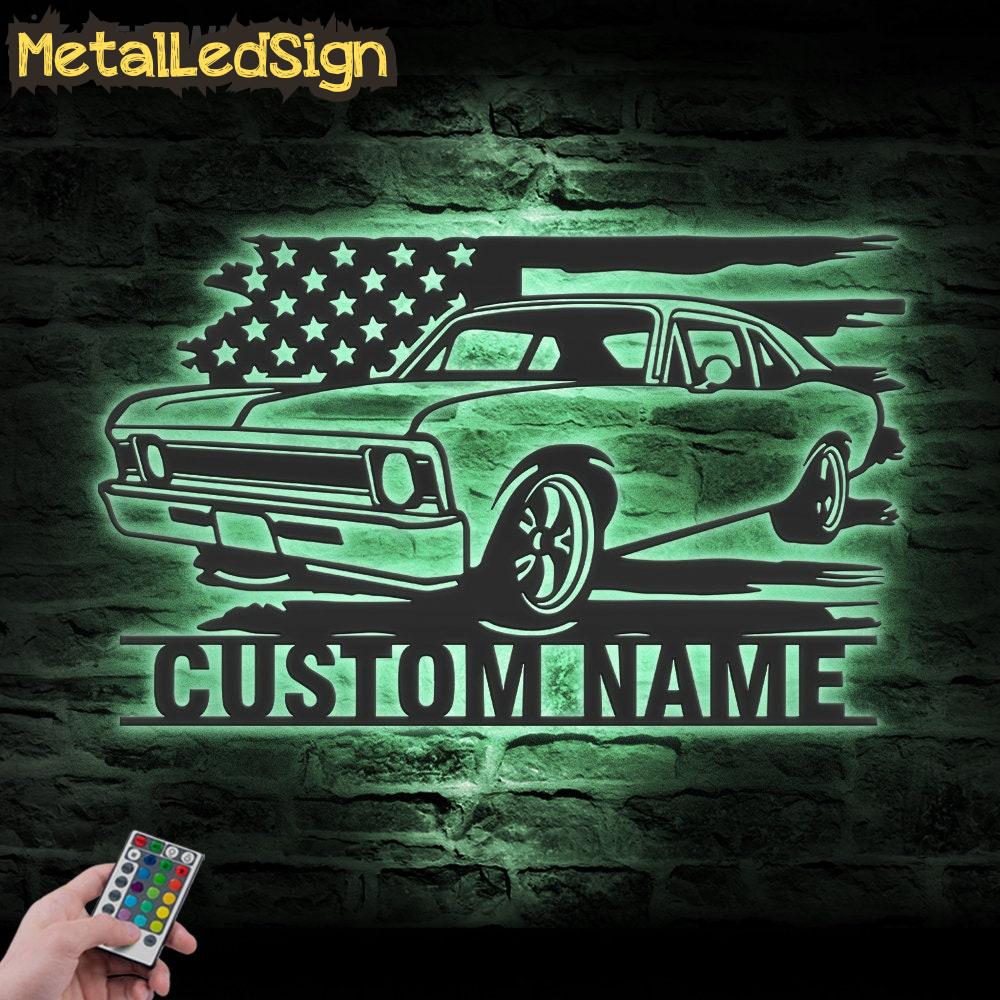 Custom Us Garage Metal Wall Art Led Light - Image 4