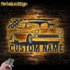 Custom Us Garage Metal Wall Art Led Light