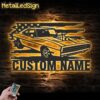 Custom Us Garage Metal Wall Art Led Light