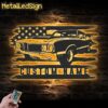 Custom Us Garage Metal Wall Art Led Light