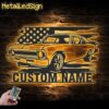Custom Us Garage Metal Wall Art Led Light